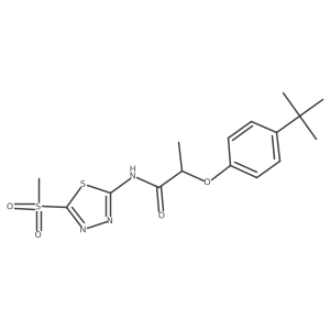 2-(4-tert-butylphenoxy)-N-[5-(methylsulfonyl)-1,3,4-thiadiazol-2-yl]propanamide结构式