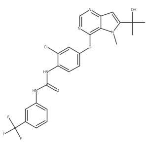 1-(2-Chloro-4-{[6-(1-hydroxy-1-methylethyl)-5-methyl-5H-pyrrolo[3,2-d]pyrimidin-4-yl]oxy}phenyl)-3-[3-(trifluoromethyl)phenyl]urea结构式