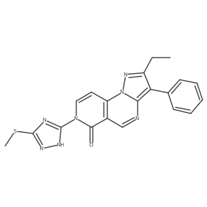2-ethyl-7-[5-(methylsulfanyl)-4H-1,2,4-triazol-3-yl]-3-phenylpyrazolo[1,5-a]pyrido[3,4-e]pyrimidin-6(7H)-one结构式