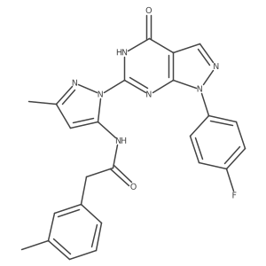 N-(1-(1-(4-fluorophenyl)-4-oxo-4,5-dihydro-1H-pyrazolo[3,4-d]pyrimidin-6-yl)-3-methyl-1H-pyrazol-5-yl)-2-(m-tolyl)acetamide结构式