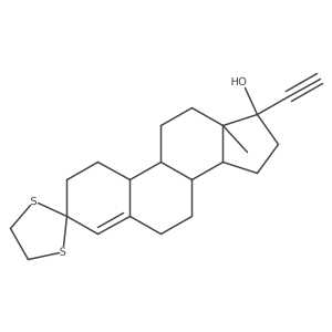 19-Norpregn-4-en-20-yn-3-one, 17-hydroxy-, cyclic 1,2-ethanediyl dithioacetal, (17I+/-)- Structure