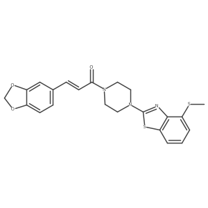 (Z)-3-(benzo[d][1,3]dioxol-5-yl)-1-(4-(4-(methylthio)benzo[d]thiazol-2-yl)piperazin-1-yl)prop-2-en-1-one结构式