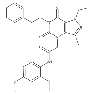 N-(2,4-dimethoxyphenyl)-2-(1-ethyl-3-methyl-5,7-dioxo-6-phenethyl-6,7-dihydro-1H-pyrazolo[4,3-d]pyrimidin-4(5H)-yl)acetamide结构式