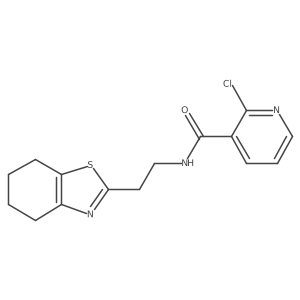 2-chloro-N-[2-(4,5,6,7-tetrahydro-1,3-benzothiazol-2-yl)ethyl]pyridine-3-carboxamide结构式