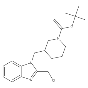 tert-Butyl 3-((2-(chloromethyl)-1H-benzo[d]imidazol-1-yl)methyl)piperidine-1-carboxylate结构式