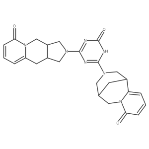 3-[6-(1,3a,4,6,10,10a-Hexahydro-6-oxopyrrolo[3,4-b]quinolizin-2(3H)-yl)-3,4-dihydro-4-oxo-1,3,5-triazin-2-yl]-1,2,3,4,5,6-hexahydro-1,5-methano-8H-pyrido[1,2-a][1,5]diazocin-8-one结构式