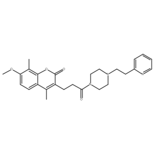 7-methoxy-4,8-dimethyl-3-(3-oxo-3-{4-[2-(2-pyridyl)ethyl]piperazino}propyl)-2H-chromen-2-one Structure