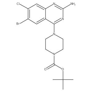 Tert-butyl 4-(2-amino-6-bromo-7-chloroquinazolin-4-yl)piperazine-1-carboxylate Structure