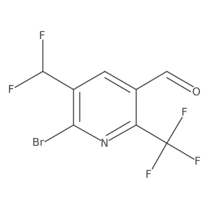 6-Bromo-5-(difluoromethyl)-2-(trifluoromethyl)nicotinaldehyde Structure