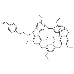 4-(4-((15,32,35,52,55,72,75,92,95-Nonamethoxy-1,3,5,7,9(1,4)-pentabenzenacyclodecaphane-12-yl)oxy)butoxy)benzaldehyde结构式