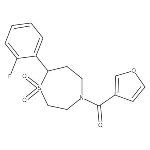 (7-(2-Fluorophenyl)-1,1-dioxido-1,4-thiazepan-4-yl)(furan-3-yl)methanone结构式