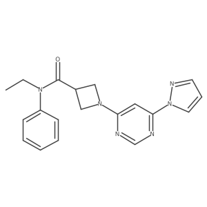 1-(6-(1H-pyrazol-1-yl)pyrimidin-4-yl)-N-ethyl-N-phenylazetidine-3-carboxamide结构式