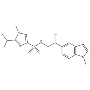 N-(2-hydroxy-2-(1-methyl-1H-indol-5-yl)ethyl)-2-isopropyl-1-methyl-1H-imidazole-4-sulfonamide结构式