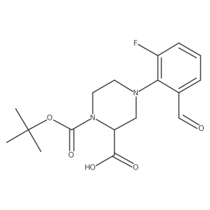 (S)-4-(2-Fluoro-6-formylphenyl)-1-(tert-butoxy-carbonyl)piperazine-2-carboxylic acid结构式