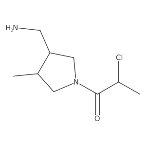 rac-1-[(3R,4S)-3-(aminomethyl)-4-methylpyrrolidin-1-yl]-2-chloropropan-1-one结构式