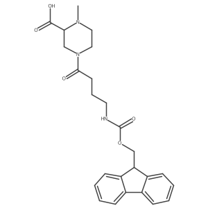 4-[4-({[(9H-fluoren-9-yl)methoxy]carbonyl}amino)butanoyl]-1-methylpiperazine-2-carboxylic acid结构式