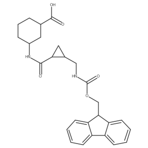 (1RS&,3SR&)-3-[(1RS,2SR)-2-[({[(9H-fluoren-9-yl)methoxy]carbonyl}amino)methyl]cyclopropaneamido]cyclohexane-1-carboxylic acid结构式