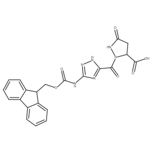 2-[5-({[(9H-fluoren-9-yl)methoxy]carbonyl}amino)-4H-1,2,4-triazole-3-carbonyl]-5-oxopyrazolidine-3-carboxylic acid结构式
