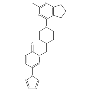 2-[(1-{2-methyl-5H,6H,7H-cyclopenta[d]pyrimidin-4-yl}piperidin-4-yl)methyl]-6-(1H-1,2,4-triazol-1-yl)-2,3-dihydropyridazin-3-one结构式