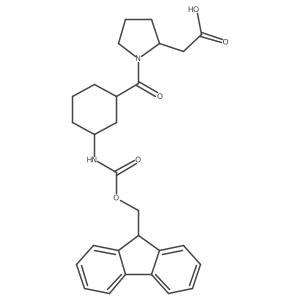 2-[(2S)-1-[(1RS,3RS)-3-({[(9H-fluoren-9-yl)methoxy]carbonyl}amino)cyclohexanecarbonyl]pyrrolidin-2-yl]acetic acid结构式