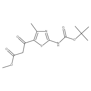 Methyl 3-(2-{[(tert-butoxy)carbonyl]amino}-4-methyl-1,3-thiazol-5-yl)-3-oxopropanoate结构式