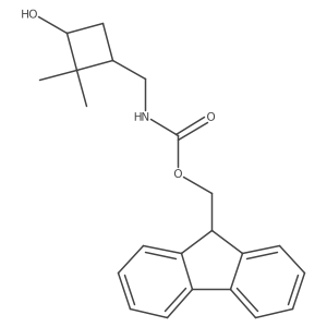 rac-(9H-fluoren-9-yl)methyl N-{[(1R,3S)-3-hydroxy-2,2-dimethylcyclobutyl]methyl}carbamate结构式
