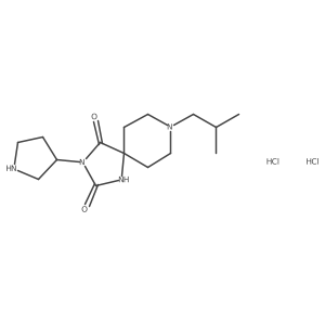8-Isobutyl-3-(pyrrolidin-3-yl)-1,3,8-triazaspiro[4.5]decane-2,4-dione dihydrochloride Structure