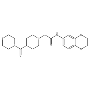 N-(2,3-dihydro-1,4-benzodioxin-6-yl)-2-[4-(thiomorpholine-4-carbonyl)piperidin-1-yl]acetamide结构式