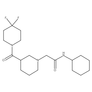 N-cyclohexyl-2-[3-(4,4-difluoropiperidine-1-carbonyl)piperidin-1-yl]acetamide结构式