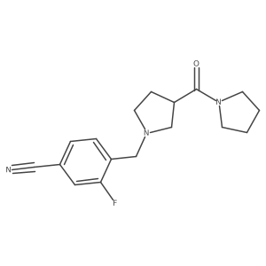 3-Fluoro-4-{[3-(pyrrolidine-1-carbonyl)pyrrolidin-1-yl]methyl}benzonitrile结构式