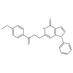 6-{[2-(4-methoxyphenyl)-2-oxoethyl]sulfanyl}-1-phenyl-1,5-dihydro-4H-pyrazolo[3,4-d]pyrimidin-4-one结构式