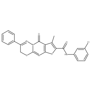 N-(3-chlorophenyl)-4-methyl-2-oxo-12-phenyl-6,10-dithia-1,8,13-triazatricyclo[7.4.0.03,7]trideca-3(7),4,8,12-tetraene-5-carboxamide Structure
