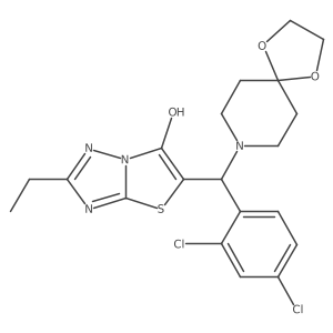5-((2,4-Dichlorophenyl)(1,4-dioxa-8-azaspiro[4.5]decan-8-yl)methyl)-2-ethylthiazolo[3,2-b][1,2,4]triazol-6-ol Structure