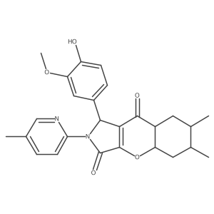 1-(4-hydroxy-3-methoxyphenyl)-6,7-dimethyl-2-(5-methylpyridin-2-yl)-4a,5,6,7,8,8a-hexahydro-1H-chromeno[2,3-c]pyrrole-3,9-dione结构式