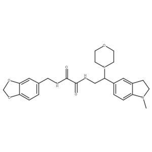 N1-(benzo[d][1,3]dioxol-5-ylmethyl)-N2-(2-(1-methylindolin-5-yl)-2-morpholinoethyl)oxalamide结构式