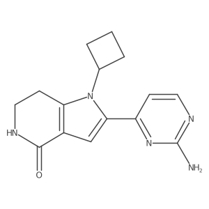 2-(2-aminopyrimidin-4-yl)-1-cyclobutyl-1H,4H,5H,6H,7H-pyrrolo[3,2-c]pyridin-4-one结构式