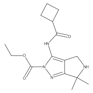 Ethyl 3-(cyclobutanecarboxamido)-6,6-dimethyl-5,6-dihydropyrrolo[3,4-c]pyrazole-2(4H)-carboxylate结构式