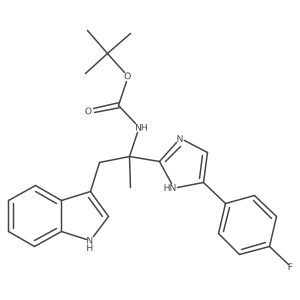tert-butyl 2-(1H-indol-3-yl)-1-(4-(4-fluorophenyl)-1H-imidazol-2-yl)-1-methyl-1-ethylcarbamate结构式