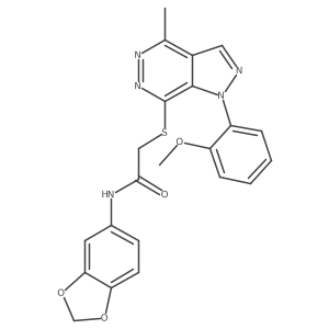 COc1ccccc1-n1ncc2c(C)nnc(SCC(=O)Nc3ccc4c(c3)OCO4)c21结构式