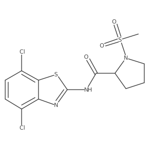 N-(4,7-dichlorobenzo[d]thiazol-2-yl)-1-(methylsulfonyl)pyrrolidine-2-carboxamide结构式