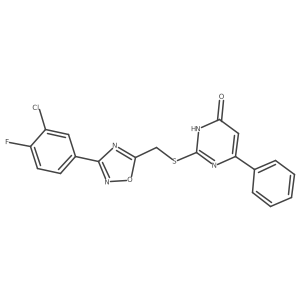 2-({[3-(3-Chloro-4-fluorophenyl)-1,2,4-oxadiazol-5-yl]methyl}sulfanyl)-6-phenyl-4-pyrimidinol Structure