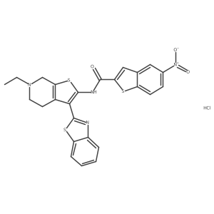 N-(3-(benzo[d]thiazol-2-yl)-6-ethyl-4,5,6,7-tetrahydrothieno[2,3-c]pyridin-2-yl)-5-nitrobenzo[b]thiophene-2-carboxamide hydrochloride结构式