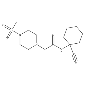 CS(=O)(=O)N1CCN(CC(=O)NC2(C#N)CCCCC2)CC1结构式