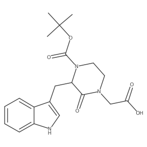 (R)-2-(3-((1H-Indol-3-yl)methyl)-4-(tert-butoxycarbonyl)-2-oxopiperazin-1-yl)acetic acid Structure