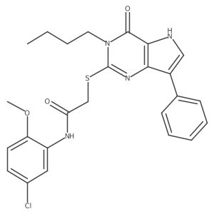 2-((3-butyl-4-oxo-7-phenyl-4,5-dihydro-3H-pyrrolo[3,2-d]pyrimidin-2-yl)thio)-N-(5-chloro-2-methoxyphenyl)acetamide结构式