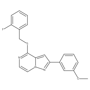 4-[(2-Fluorobenzyl)thio]-2-(3-methoxyphenyl)pyrazolo[1,5-a]pyrazine结构式