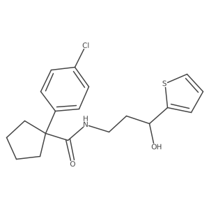 1-(4-chlorophenyl)-N-(3-hydroxy-3-(thiophen-2-yl)propyl)cyclopentanecarboxamide结构式