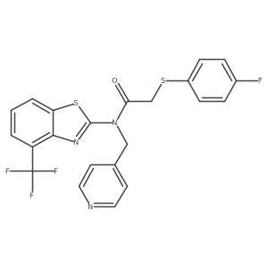 2-((4-fluorophenyl)thio)-N-(pyridin-4-ylmethyl)-N-(4-(trifluoromethyl)benzo[d]thiazol-2-yl)acetamide Structure