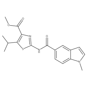 methyl 2-{[(1-methyl-1H-indol-5-yl)carbonyl]amino}-5-(propan-2-yl)-1,3-thiazole-4-carboxylate结构式