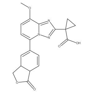 COc1ccc(C2=CC3COC(=O)C3C=C2)n2nc(C3(C(=O)O)CC3)nc12结构式